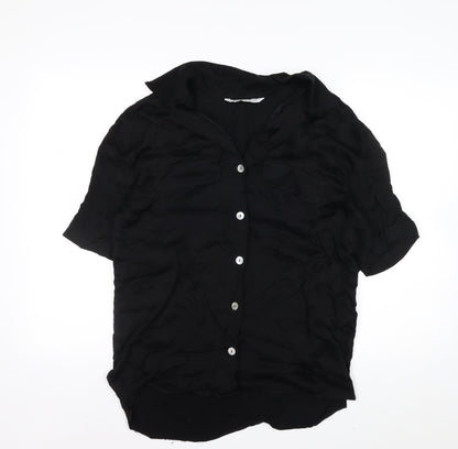 Zara Men's Black Short Sleeve Button-Up Shirt Size L Viscose Casual