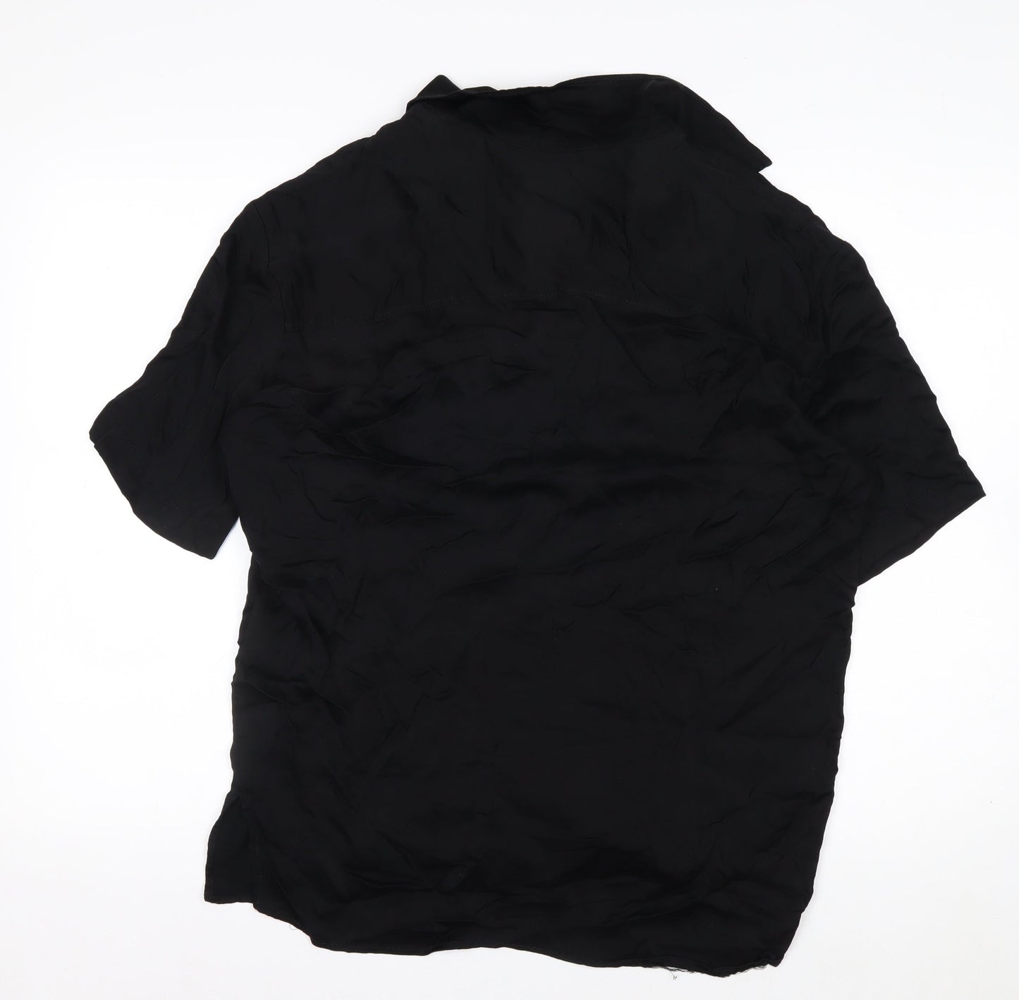 Zara Men's Black Short Sleeve Button-Up Shirt Size L Viscose Casual