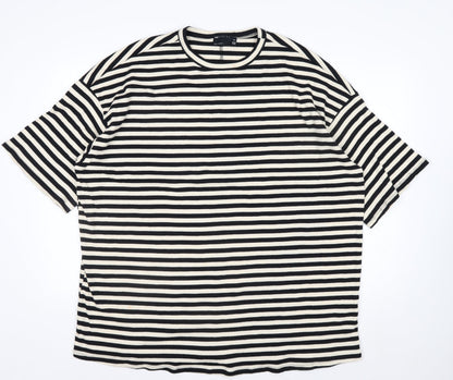 ASOS Design Petite Women's Black Stripe Cotton T-Shirt UK 8