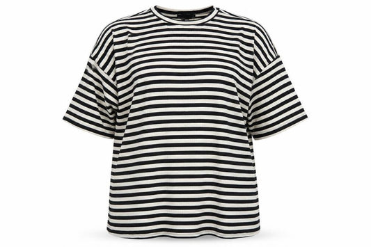 ASOS Design Petite Women's Black Stripe Cotton T-Shirt UK 8
