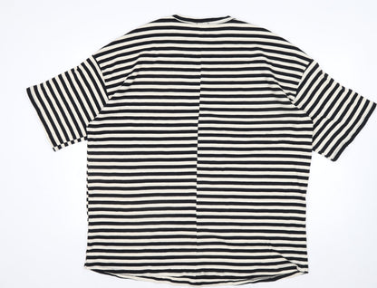 ASOS Design Petite Women's Black Stripe Cotton T-Shirt UK 8