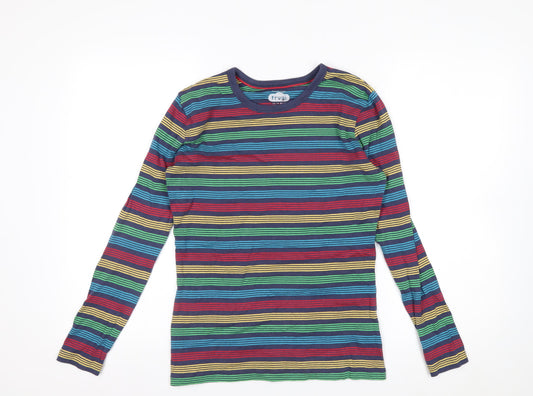Frugi Women’s Multicoloured Striped Organic Cotton Long Sleeve T-Shirt Size 10