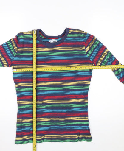 Frugi Women’s Multicoloured Striped Organic Cotton Long Sleeve T-Shirt Size 10
