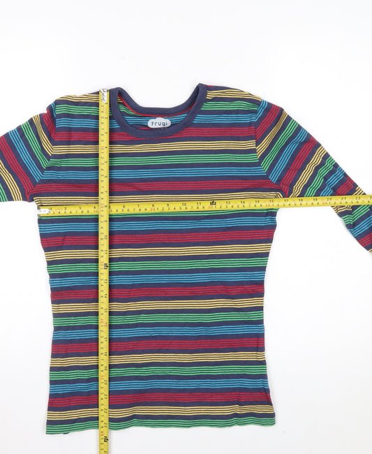 Frugi Women’s Multicoloured Striped Organic Cotton Long Sleeve T-Shirt Size 10