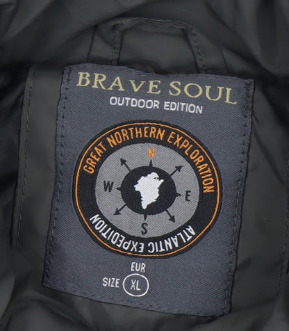 Brave Soul Men's Green XL Puffer Jacket Outdoor Style