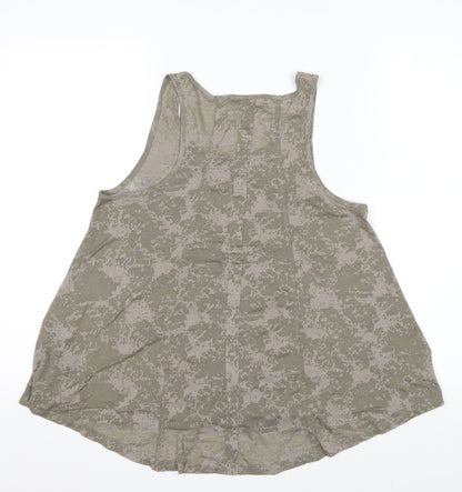 The Kooples Womens Khaki Skull Print Tank Top XS Relaxed Fit