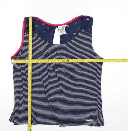 Weird Fish Women's Blue Striped Tank Top Size 18 Cotton Blend
