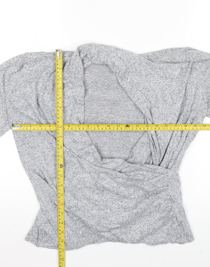 Deane & White Women's Grey Wrap Blouse Size M Long Sleeve