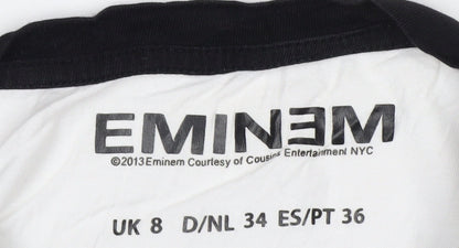 Eminem Mens White Black Slim Shady Graphic T-Shirt Size S