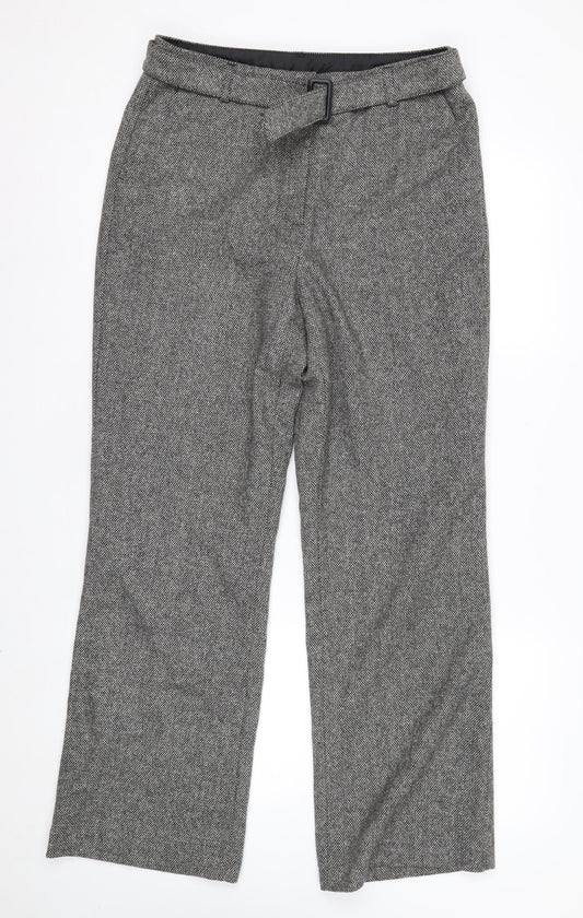 Marks and Spencer Women Grey Wool Blend Straight Leg Trousers UK 12