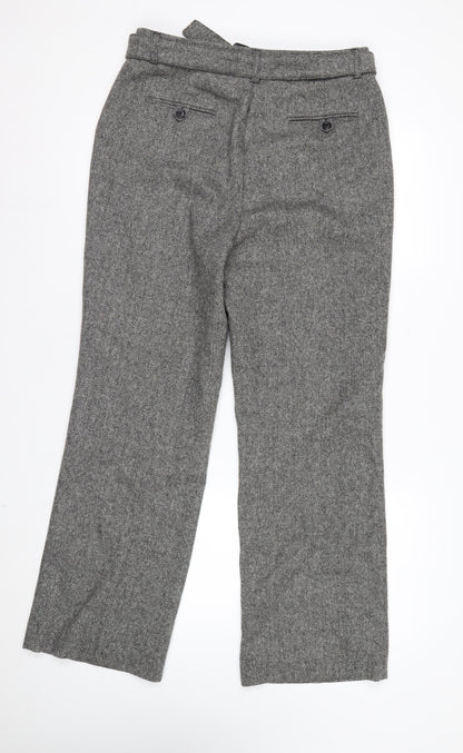 Marks and Spencer Women Grey Wool Blend Straight Leg Trousers UK 12