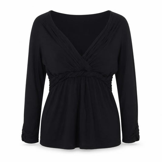 Coast Women’s Black Wrap Blouse Size 14 Lyocell Long Sleeve Top