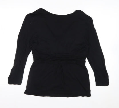 Coast Women’s Black Wrap Blouse Size 14 Lyocell Long Sleeve Top
