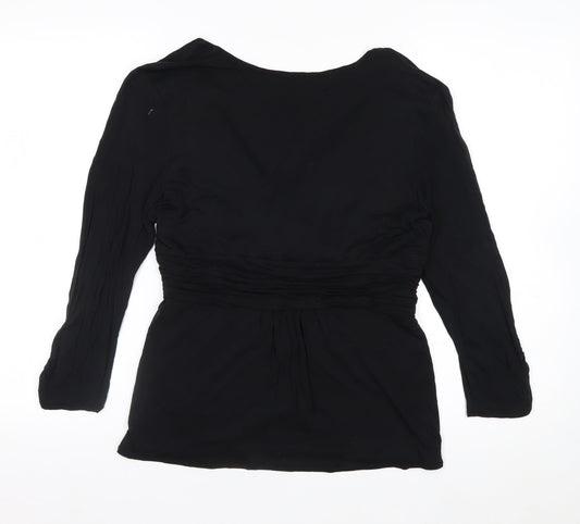 Coast Women’s Black Wrap Blouse Size 14 Lyocell Long Sleeve Top