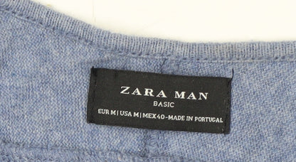Zara Man Blue Cotton Crew Neck Men’s M Pullover Jumper