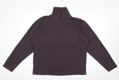 EWM Men’s Brown Cotton Roll Neck Long Sleeve Casual Top Size L