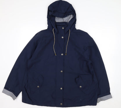 Fat Face Women's Blue Waterproof Hooded Rain Coat Jacket Size 16