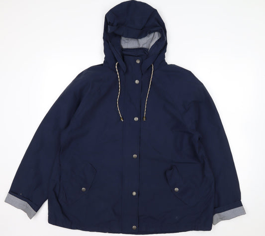 Fat Face Women's Blue Waterproof Hooded Rain Coat Jacket Size 16
