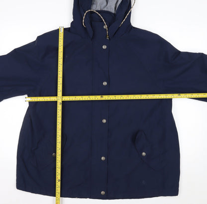 Fat Face Women's Blue Waterproof Hooded Rain Coat Jacket Size 16