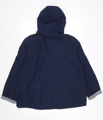 Fat Face Women's Blue Waterproof Hooded Rain Coat Jacket Size 16