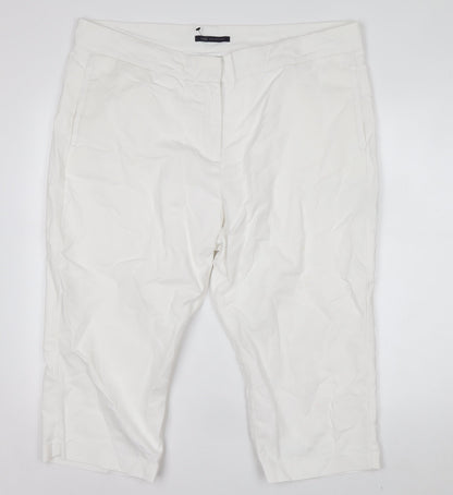 Marks and Spencer Women’s White Size 20 Cropped Cotton Stretch Trousers