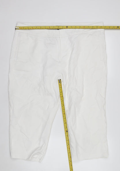 Marks and Spencer Women’s White Size 20 Cropped Cotton Stretch Trousers
