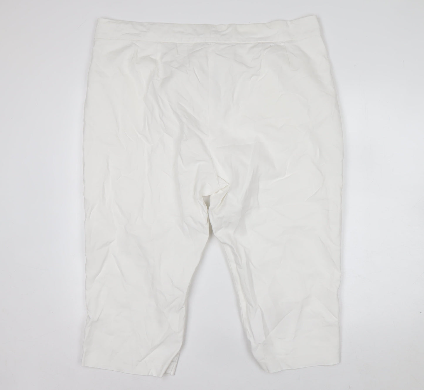 Marks and Spencer Women’s White Size 20 Cropped Cotton Stretch Trousers