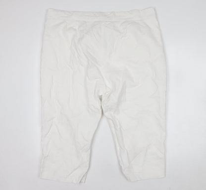 Marks and Spencer Women’s White Size 20 Cropped Cotton Stretch Trousers
