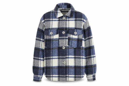 MNG Men's Blue Checked Flannel Shirt Jacket Size M