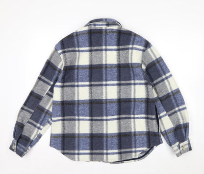 MNG Men's Blue Checked Flannel Shirt Jacket Size M