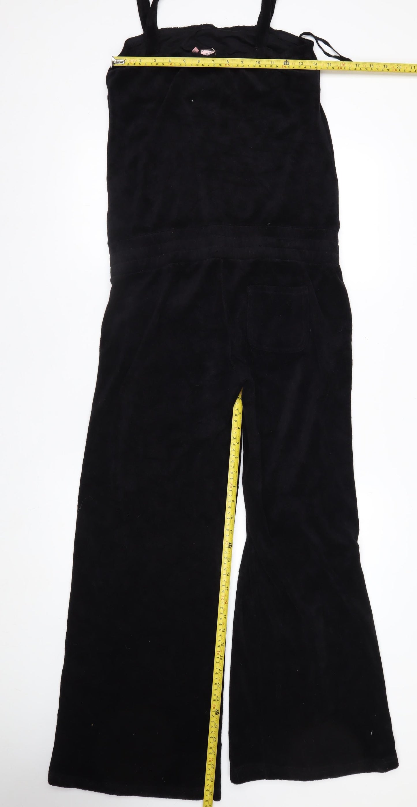 Juicy Couture Womens Black Velour Jumpsuit Medium M Strap Belted USA Made