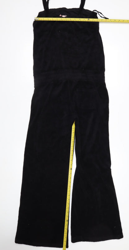 Juicy Couture Womens Black Velour Jumpsuit Medium M Strap Belted USA Made
