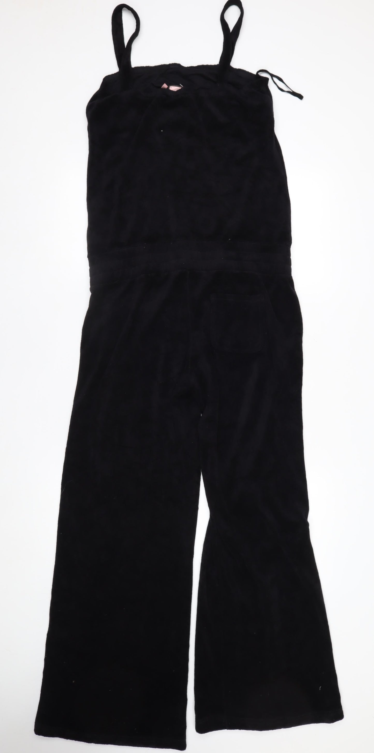 Juicy Couture Womens Black Velour Jumpsuit Medium M Strap Belted USA Made
