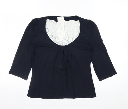 Kaliko Women Blue 3/4 Sleeve Scoop Neck Viscose Stretch Blouse UK 12