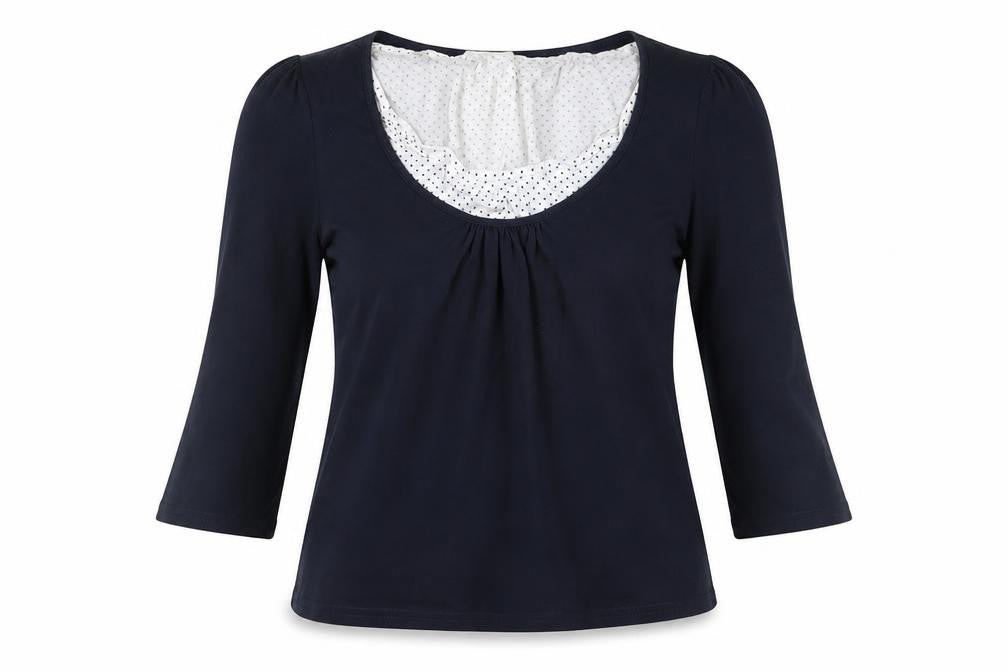 Kaliko Women Blue 3/4 Sleeve Scoop Neck Viscose Stretch Blouse UK 12