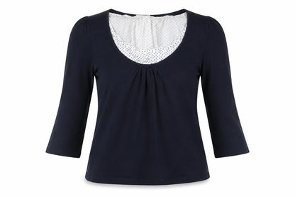 Kaliko Women Blue 3/4 Sleeve Scoop Neck Viscose Stretch Blouse UK 12