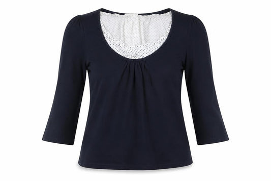 Kaliko Women Blue 3/4 Sleeve Scoop Neck Viscose Stretch Blouse UK 12