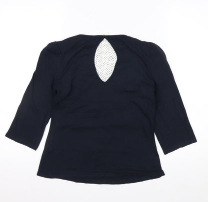 Kaliko Women Blue 3/4 Sleeve Scoop Neck Viscose Stretch Blouse UK 12