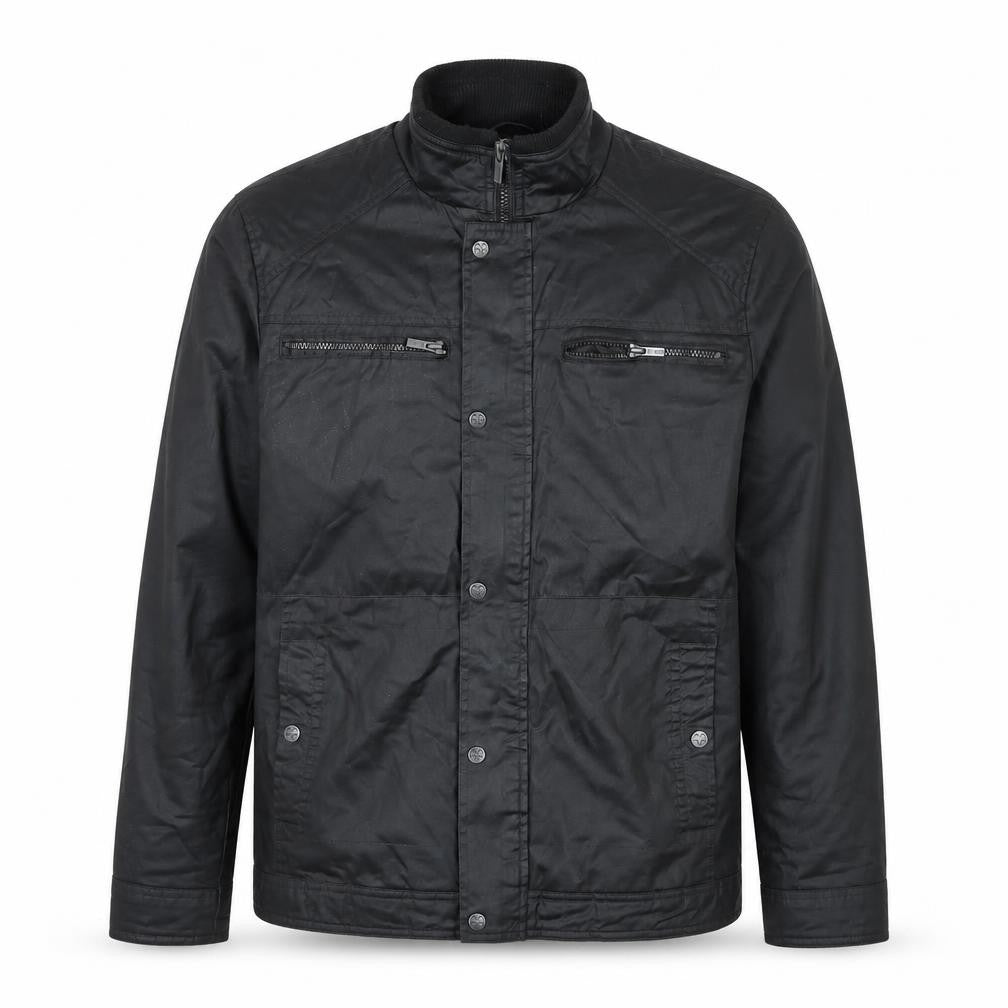 F&F Men's Black Biker Zip Jacket L Regular Water Resistant