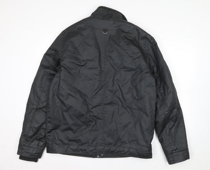 F&F Men's Black Biker Zip Jacket L Regular Water Resistant