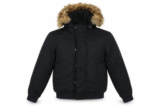 Next Men's Black XS Puffer Jacket with Faux Fur Hood Winter Coat