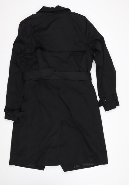 Marks and Spencer Women's Black Trench Coat Size 14 Belted Long Classic