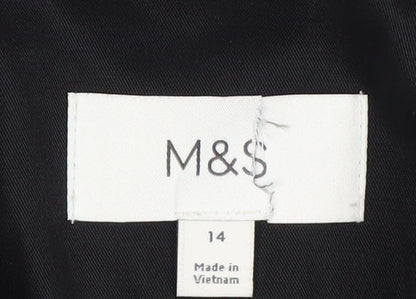 Marks and Spencer Women's Black Trench Coat Size 14 Belted Long Classic