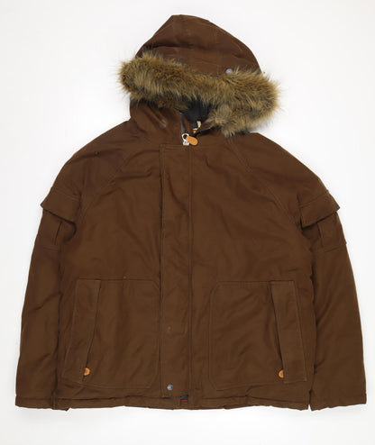 Timberland Men's Brown Waterproof Parka Jacket L Hooded Outdoor