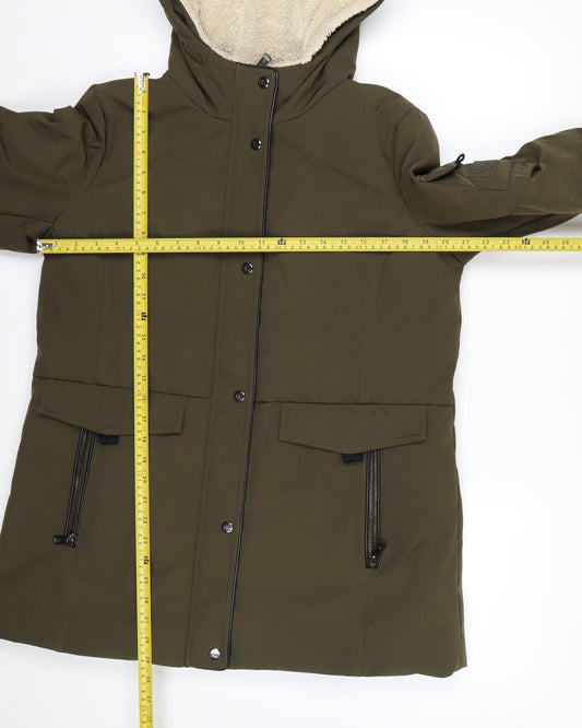 Ralph Lauren Women's Green Parka Coat Size L Hooded Long Winter Jacket