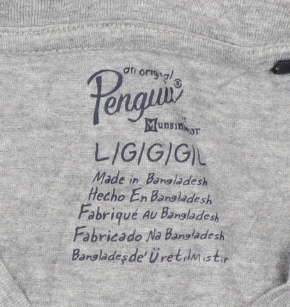 Original Penguin Men's Grey L Graphic Penguin Print Cotton T-Shirt