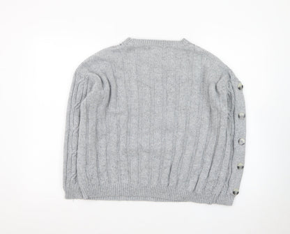 Marks and Spencer Women Grey Cable-Knit Wool Blend Jumper Size 14