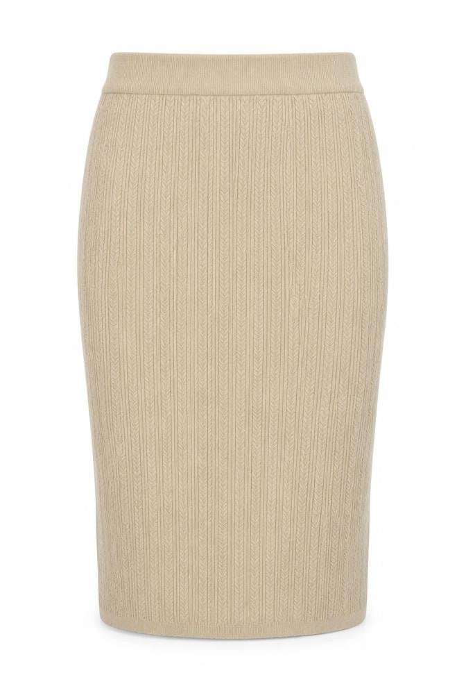 Marks and Spencer Women Beige Wool Knit Pencil Skirt Size 14