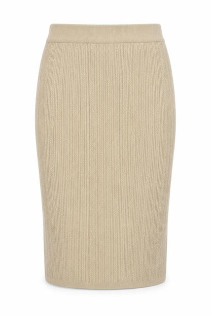 Marks and Spencer Women Beige Wool Knit Pencil Skirt Size 14