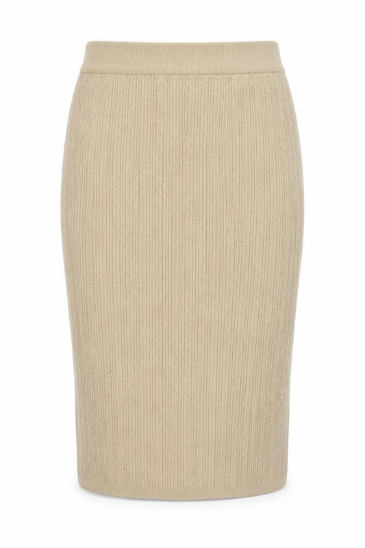 Marks and Spencer Women Beige Wool Knit Pencil Skirt Size 14